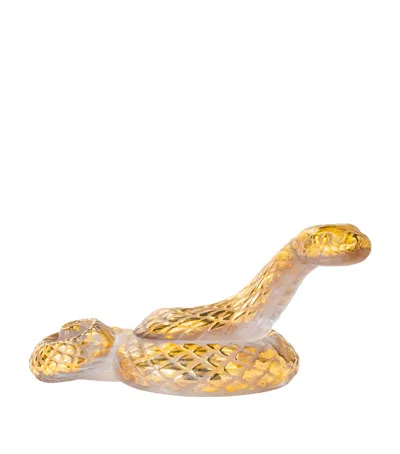 Lalique Crystal Snake Sculpture In Gold