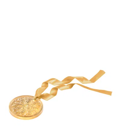 Lalique Crystal Snowflake Tree Decoration In Gold