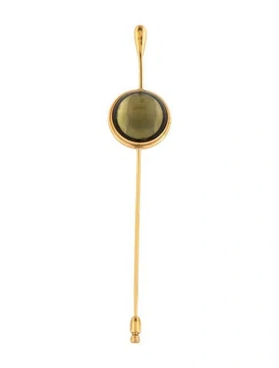 Pre-owned Lalique Crystal Stick Pin In Green