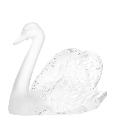 Lalique Crystal Swan Head Up Sculpture In Transparent