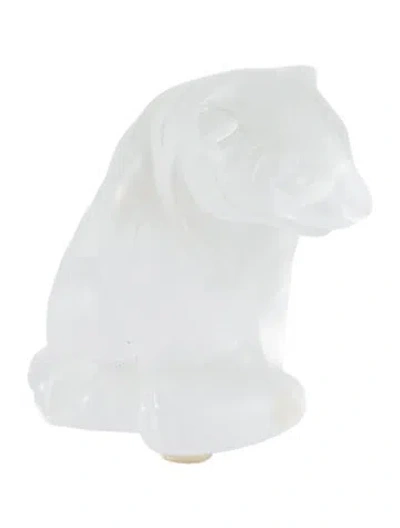 Pre-owned Lalique Crystal Tiger Figurine In Clear