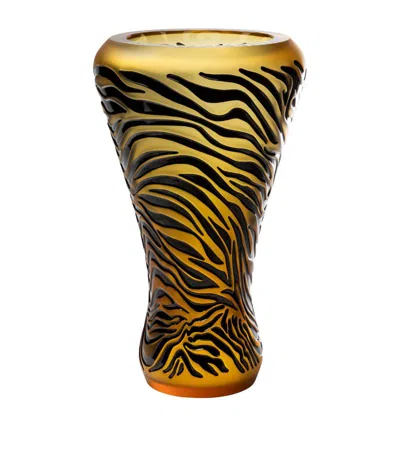 Lalique Crystal Tiger Vase (45cm) In Yellow