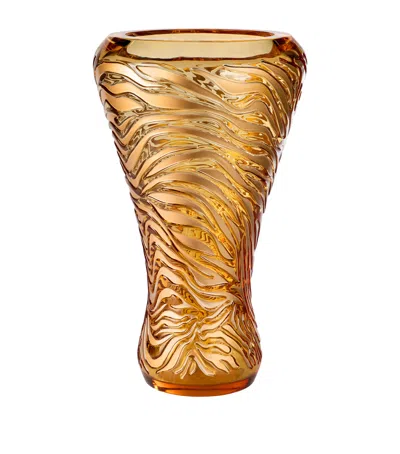 Lalique Crystal Tiger Vase In Orange