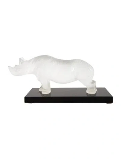Pre-owned Lalique Crystal Toba Rhino Figurine In Clear