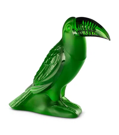 Lalique Crystal Toucan Sculpture In Green