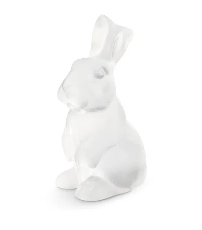 Lalique Crystal Toulouse Rabbit Sculpture In White