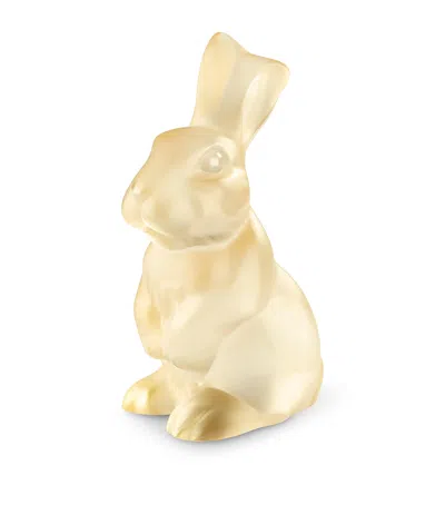 Lalique Crystal Toulouse Rabbit Sculpture In Yellow