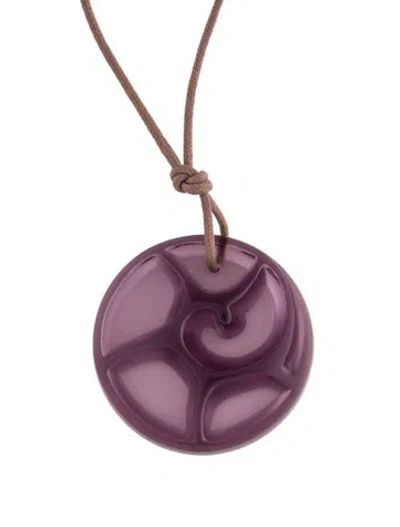 Pre-owned Lalique Crystal Tourbillons Pendant Necklace, 28.75" In Purple