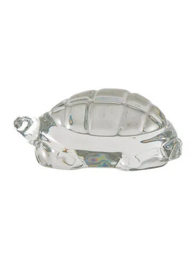 Pre-owned Lalique Crystal Turtle Figurine In Clear