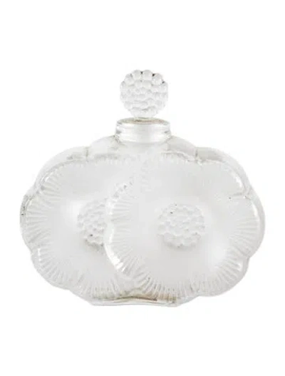 Pre-owned Lalique Crystal Two Flowers Perfume Bottle In Clear