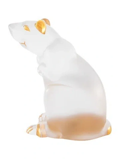 Pre-owned Lalique Crystal Year Of The Rat Figurine In Clear