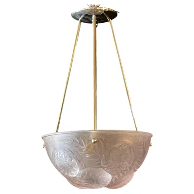 Pre-owned Lalique Dahlias Art Deco Chandelier By  In Brown