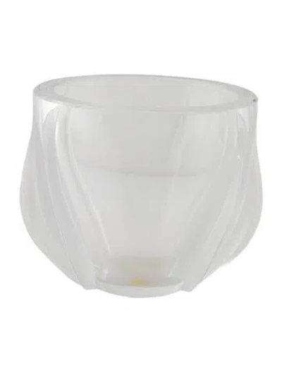 Pre-owned Lalique Deux Tulipes Crystal Vase In Transparent