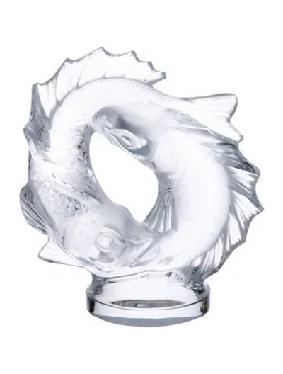Pre-owned Lalique Double Fish Sculpture In Transparent
