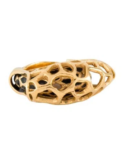 Pre-owned Lalique Enamel Cocktail Ring In Black