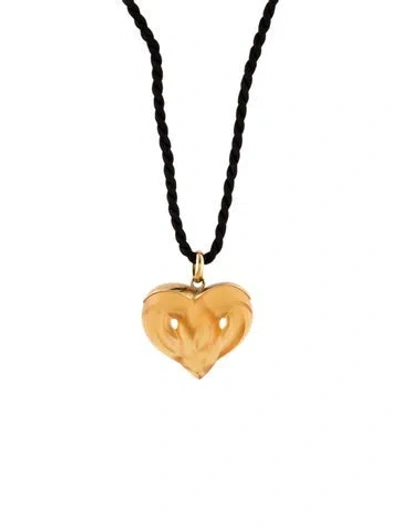 Pre-owned Lalique Entwined Glass & Ribbon Heart Pendant Necklace, 34" In Multi