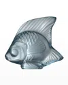Lalique Fish Sculpture, Persepolis Blue In Light Blue