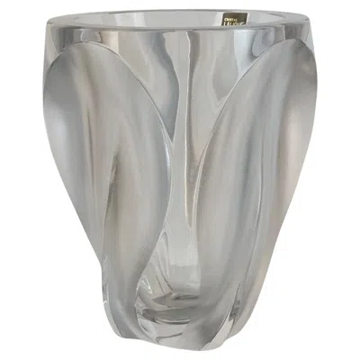 Pre-owned Lalique “flamme” Crystal Vase By  Paris, Signed, 1970s – Sculptural Flower Vase In Transparent