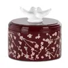 Lalique Fleurs De Cerisier Lacquered Wood Box, Medium In Burgundy