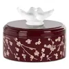 Lalique Fleurs De Cerisier Lacquered Wood Box, Small In Burgundy