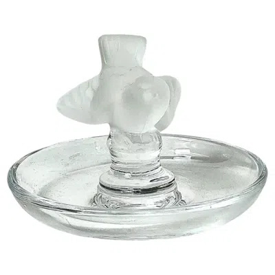Pre-owned Lalique France Crystal Sparrow Ring Dish, 20th Century In Gray