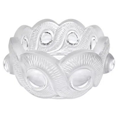 Pre-owned Lalique France "gao" Frosted And Clear Crystal Bowl Or Vide-poche In Gray