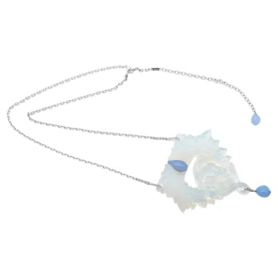 Pre-owned Lalique France, Silver And Glass Necklace, 20th Century In Multi