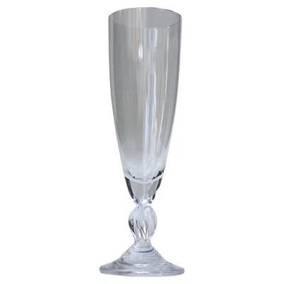 Pre-owned Lalique Frejus Set Of 4 Champagne Flutes In Gray