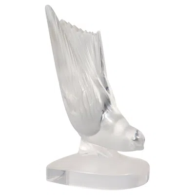 Pre-owned Lalique French Art Glass Bird (swallow) Bookend Or Paperweight In Gray