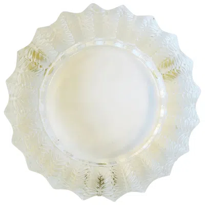 Pre-owned Lalique French Crystal Jewelry Dish Or Ashtray Leaf Design In Gray