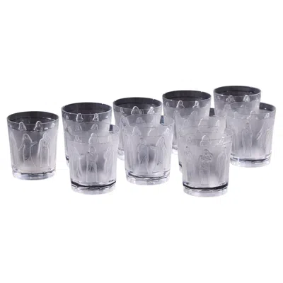Pre-owned Lalique French Femmes Crystal Whiskey Tumbler Glasses - Set Of 10 In Gray