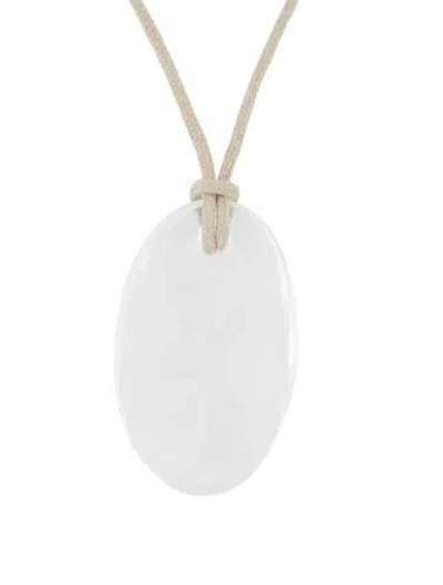 Pre-owned Lalique Glass And Cord Pendant Necklace, 16.75" In Neutral