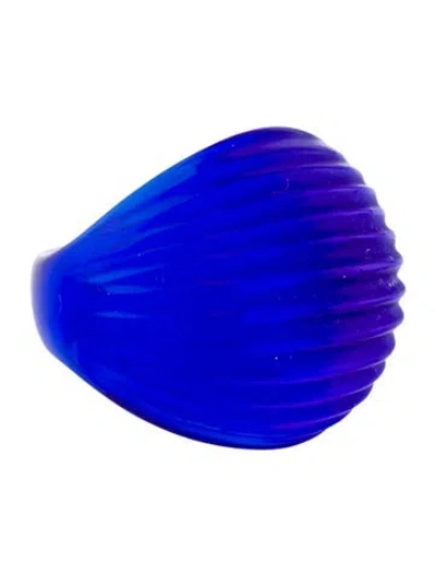 Pre-owned Lalique Glass Nerita Carved Dome Ring In Multi