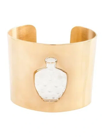 Pre-owned Lalique Glass Perfume Wide Cuff Bracelet In White