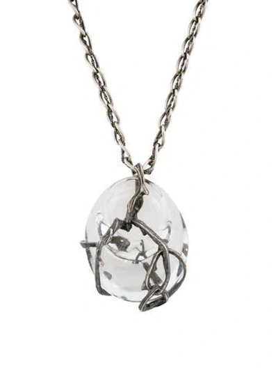 Pre-owned Lalique Glass Ronces Pendant Necklace, 20" In Multi