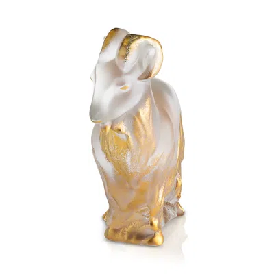 Lalique Gold Stamped Goat Figurine In Brown