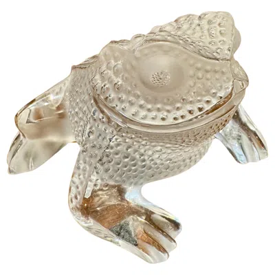 Pre-owned Lalique Gregoire Clear Glass Toad Sculpture, French 21st Century In Sand
