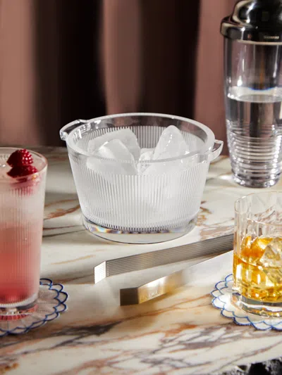 Lalique Hand-blown Crystal Ribbed Ice Bucket  Abask Luxury Gift In Metallic