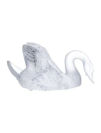 Pre-owned Lalique Head-down Swan Crystal Sculpture In Transparent