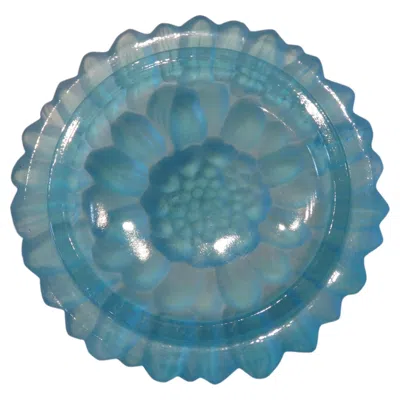 Pre-owned Lalique Impressive Estate Fancy French Light Blue Flower Bowl