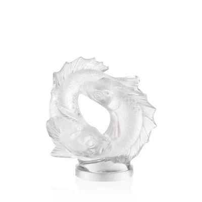 LALIQUE LARGE CLEAR DOUBLE FISH SCULPTURE