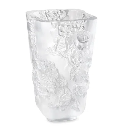 Lalique Large Crystal Pivoines Vase In Transparent