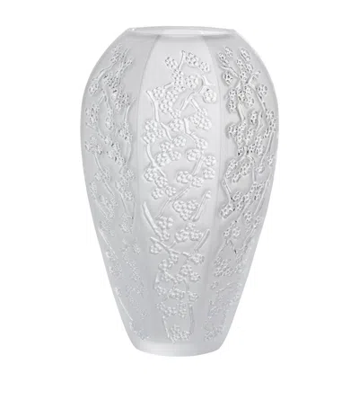 Lalique Large Crystal Sakura Vase In Transparent