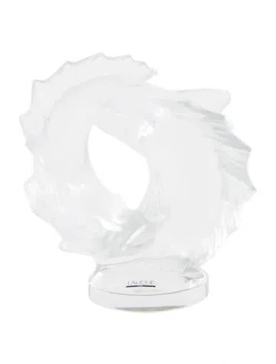 Pre-owned Lalique Large Double Fish Sculpture In Clear