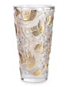 Lalique Large Gold Stamped Merles & Raisins Vase In Clear Gold