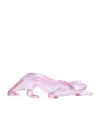 Lalique Zeila Pink Luster Panther Figure In Pink