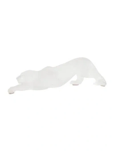 Pre-owned Lalique Large Zeila Panther Figurine In Clear