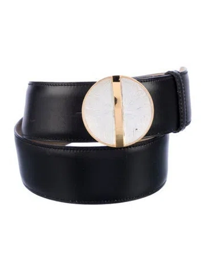 Pre-owned Lalique Leather Belt In Black