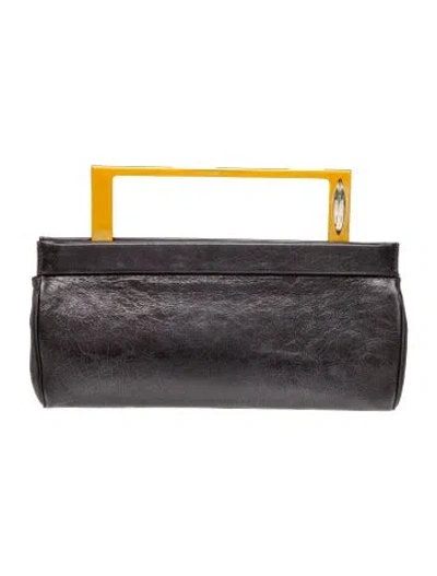 Pre-owned Lalique Leather Top Handle Bag In Grey