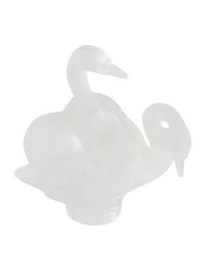 Pre-owned Lalique Les Deux Cygnes Figurine In Transparent